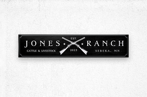 metal cattle ranch sign black and white with personalization