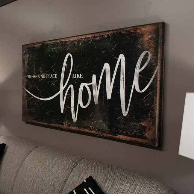 Home Sign, There's No Place Like deals Home, Wall Art for Home, Rustic Framed Sign, Farmhouse Sign, Living Room Decor