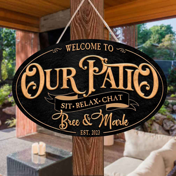 Wallors Welcome to Our Deck Sign Decorazione Esterna, Targa in