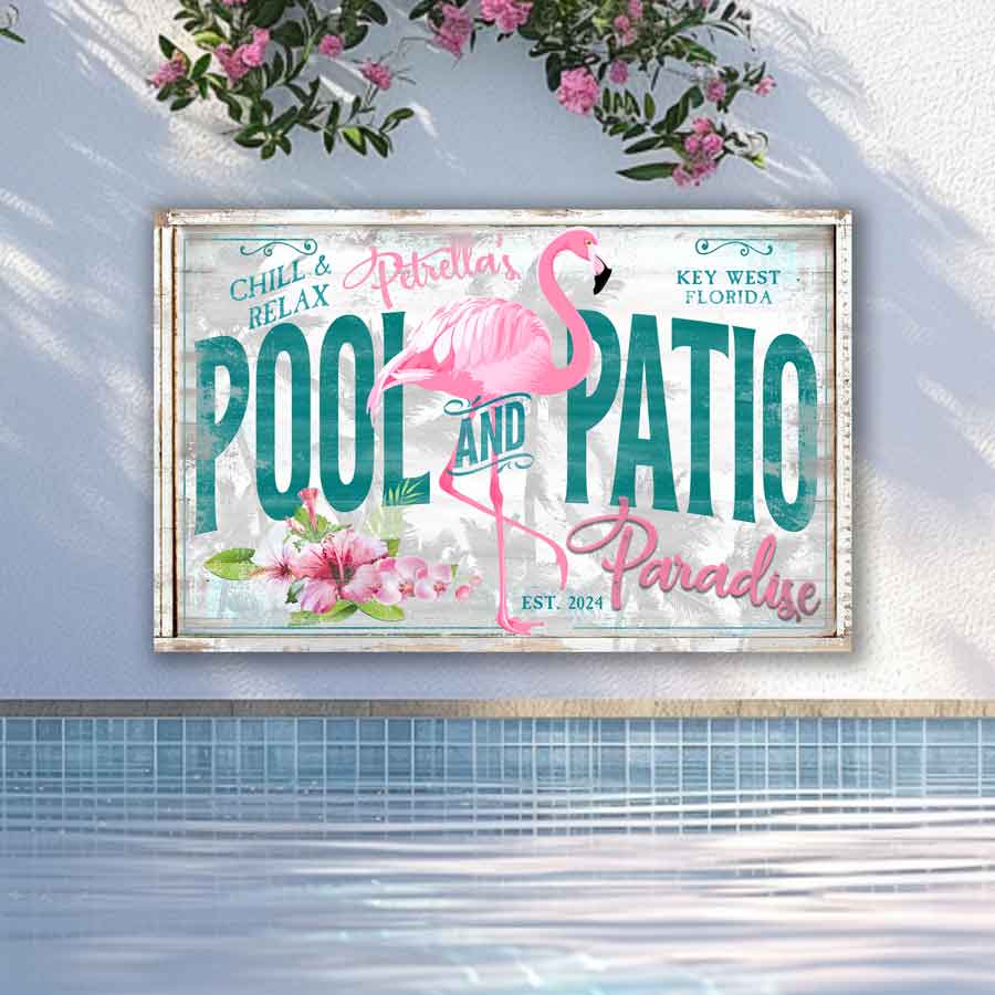 Pool Sign, Flamingo Sign, Personalized Pool Sign, Carved good Wood Signs, Palm Tree Sign, Pool Decor, Bar Signs, Flamingo Decor, Christmas Gift