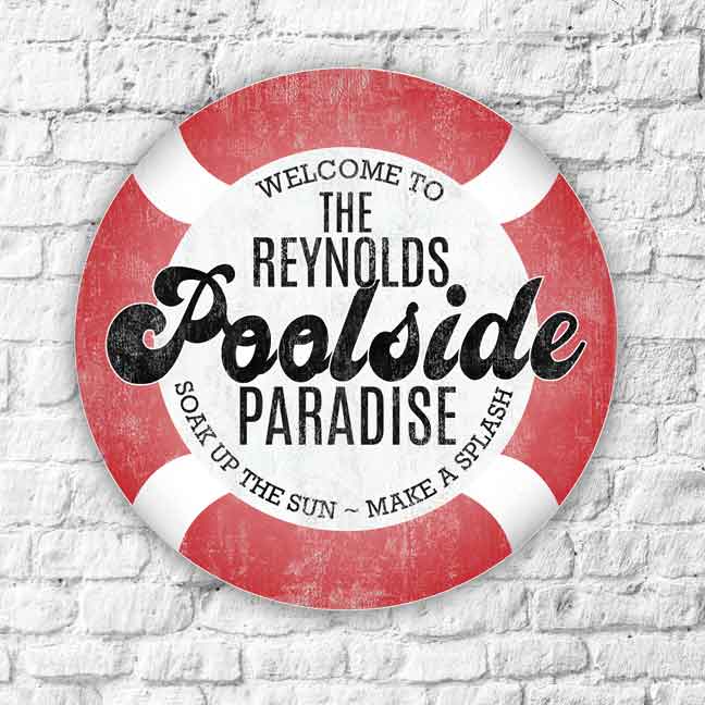 Personalized Poolside Paradise Sign - Swim Ring