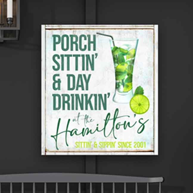 Porch Sitting  Day Drinking Personalized Porch Decor Sign