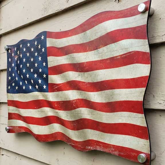 Rustica american flag vntage-style American flag mounted on a wooden surface