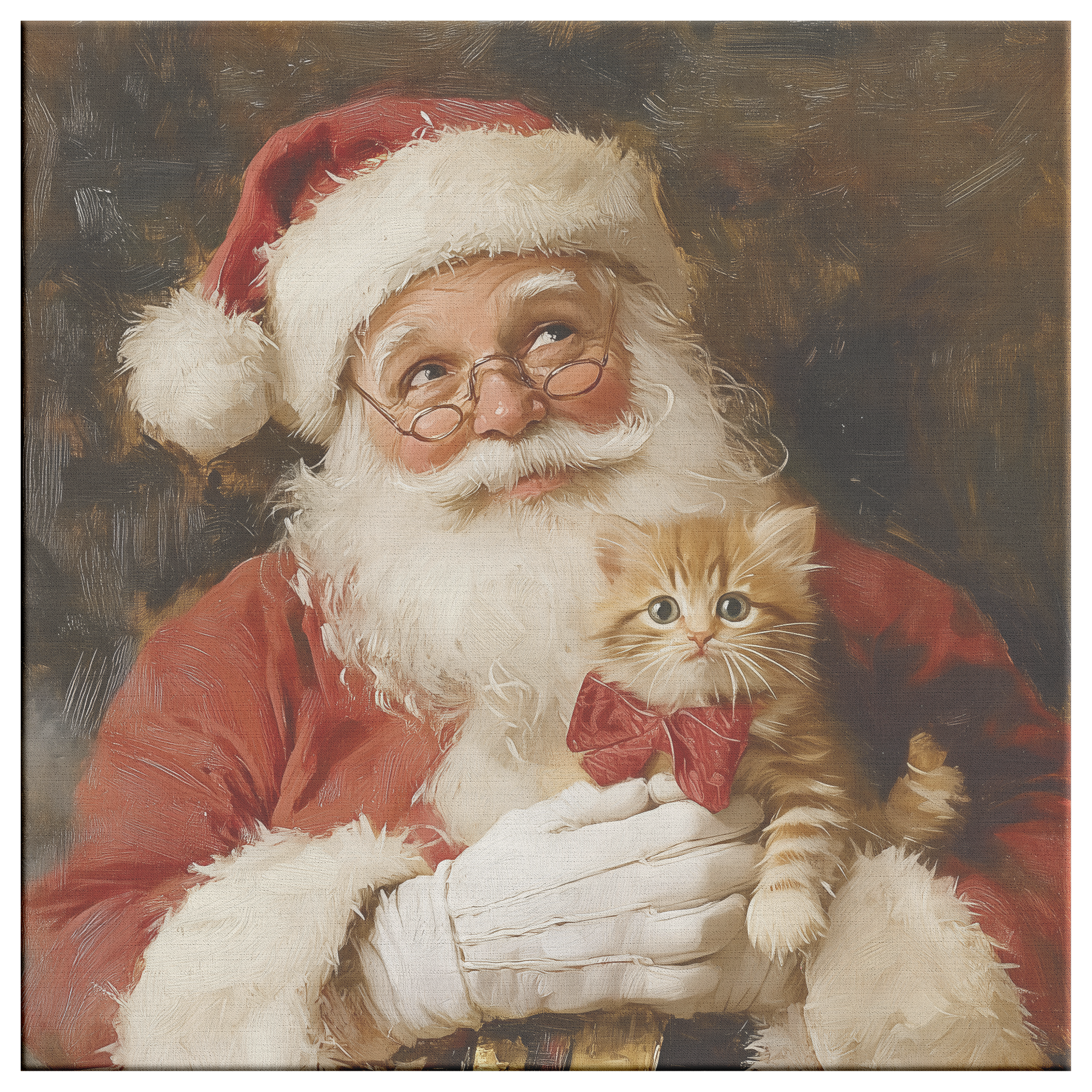 santa-art-holding-kitten with dark background