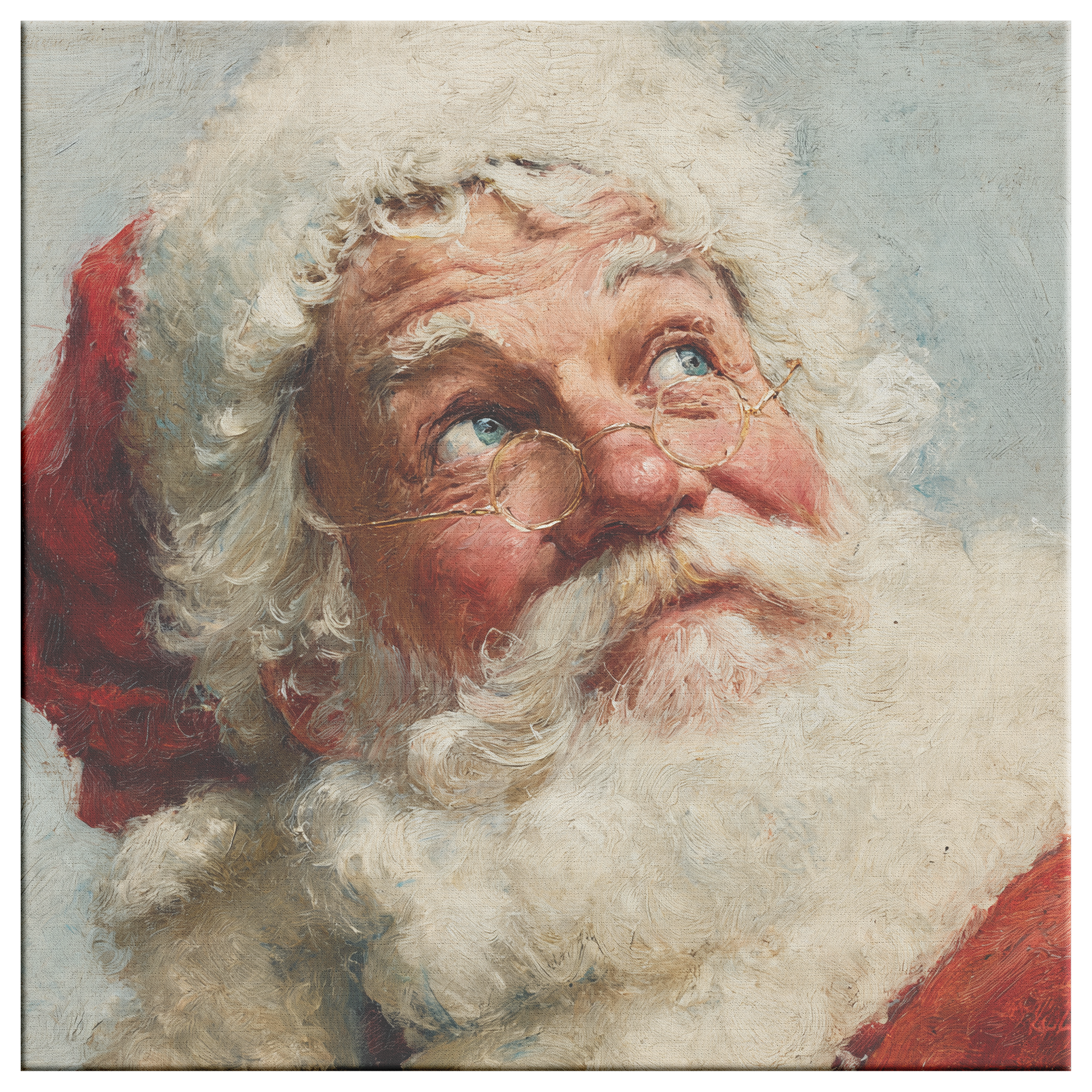 oil painting of a vintage style sant looking at the night sky