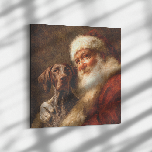 Heirloom Santa art portraits: German Shorthaired Pointer (GSP)