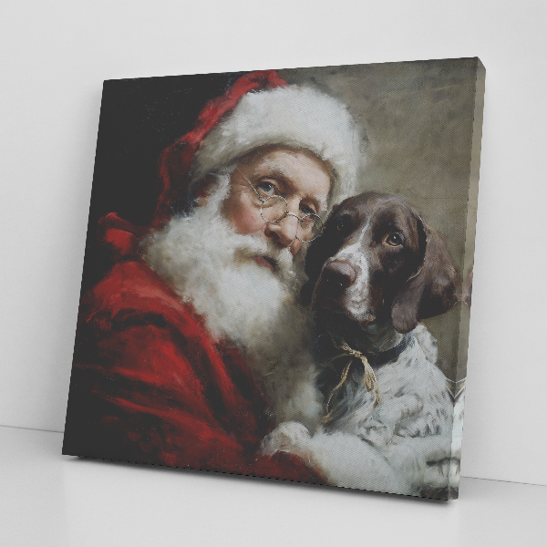 santa art with a german shorthair dog