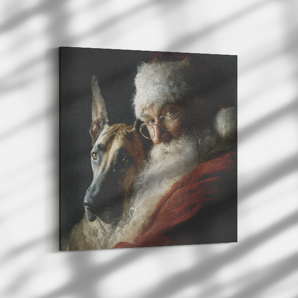 santa pet portrait of santa with Great Dane