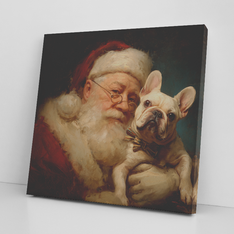 Heirloom Santa portraits: French Bulldog