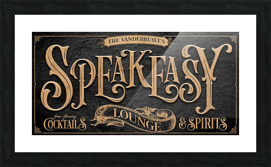 speakeasy wall decor with frame.