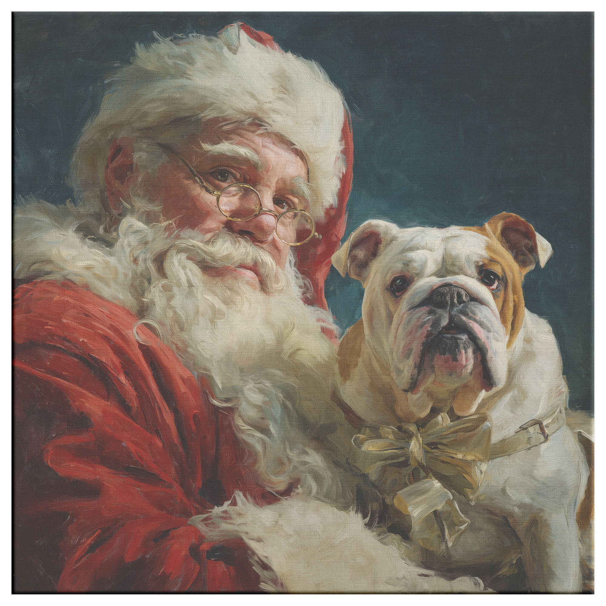 vintage santa pet portrait canvas print