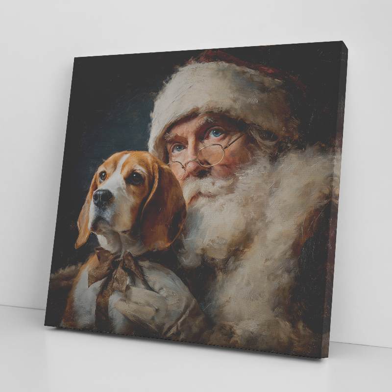 Santa portraits with dogs Beagle Art