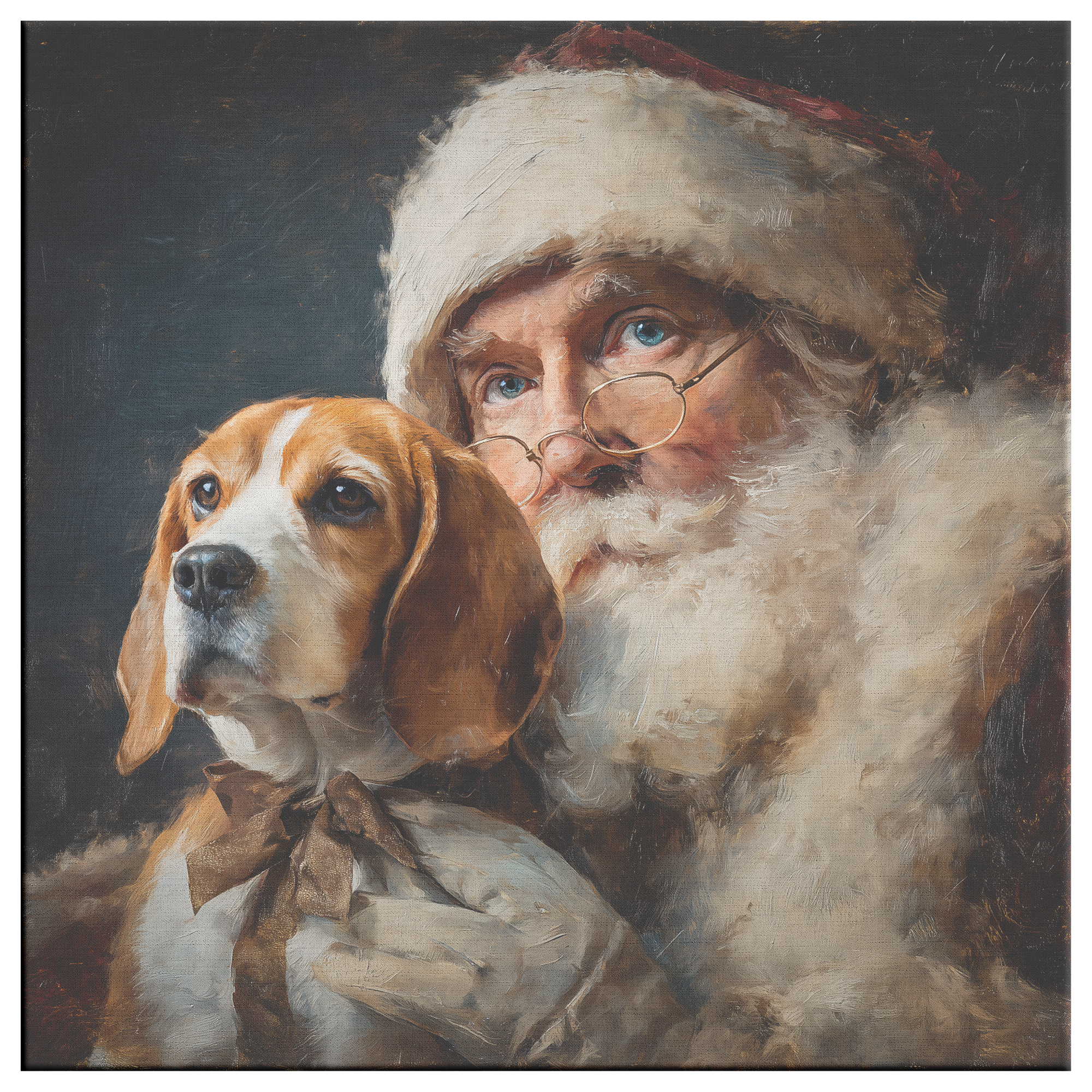 Nostalgic Santa art featuring Beagle