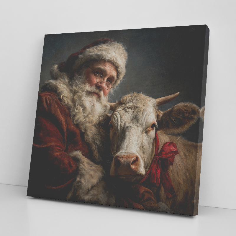 vintage santa western decor canvas art