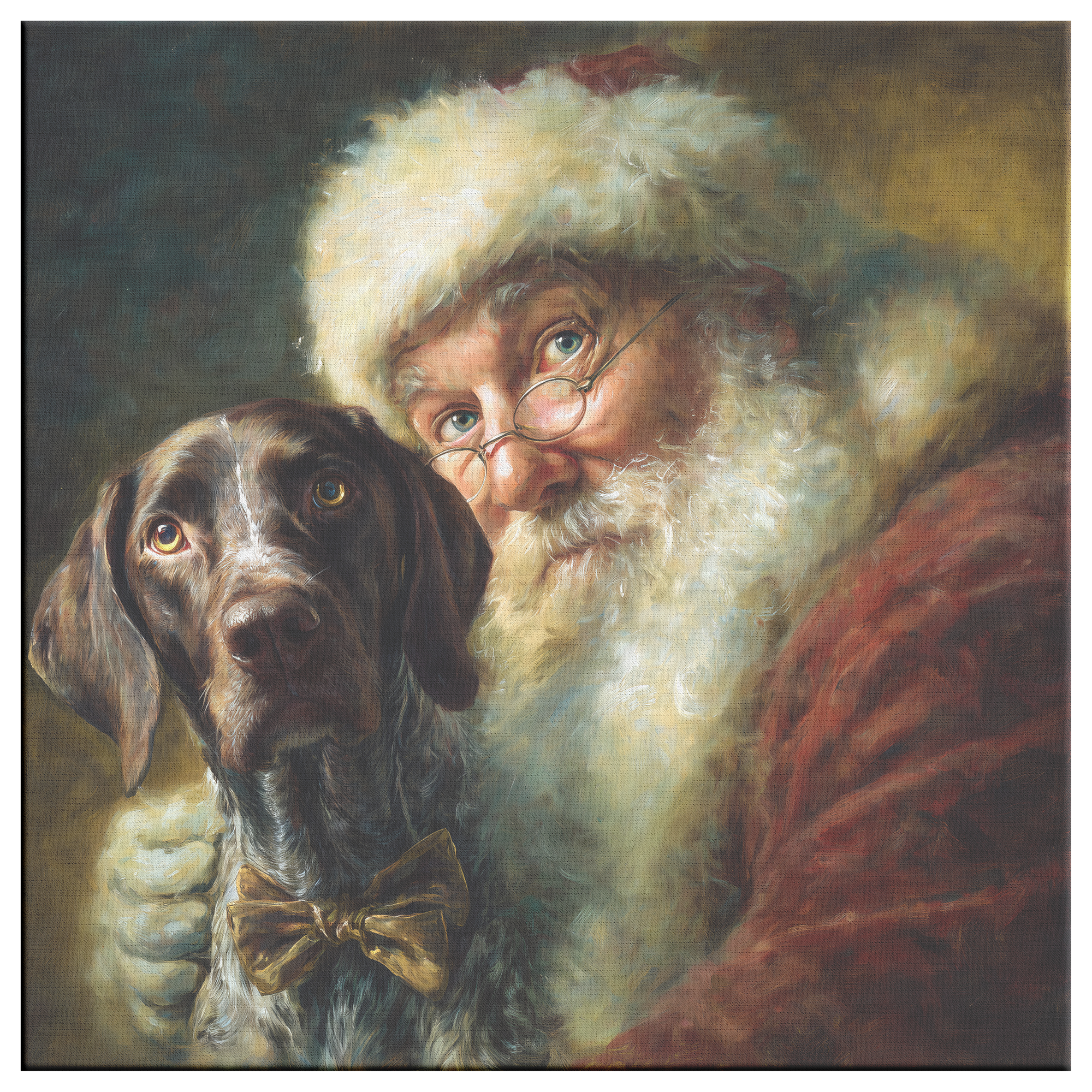 vintage santa with germ short hair canvas print
