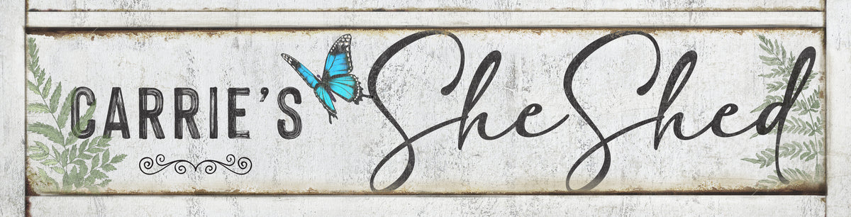 She Shed Sign Rustic White