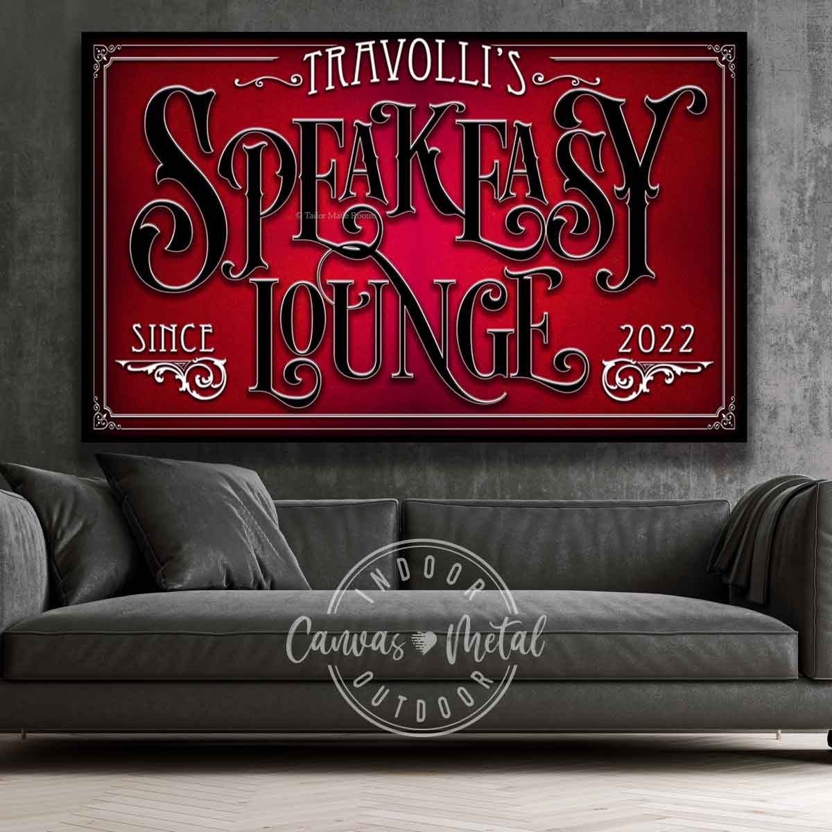 Speakeasy Wall Decor Red Velvet - Personalized Lounge Sign
