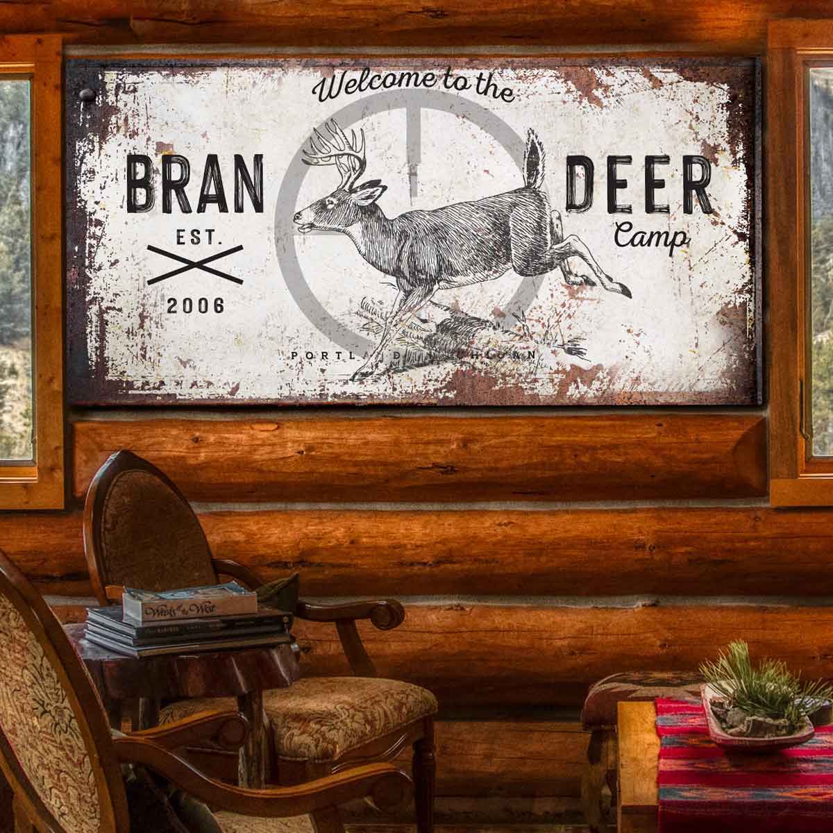 Deer Camp Signs with Family Name - Deer Hunting Cabin Decor