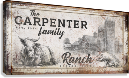 personalized cattle ranch decor with a cow and pig in front of the barns made by Tailor Made Rooms