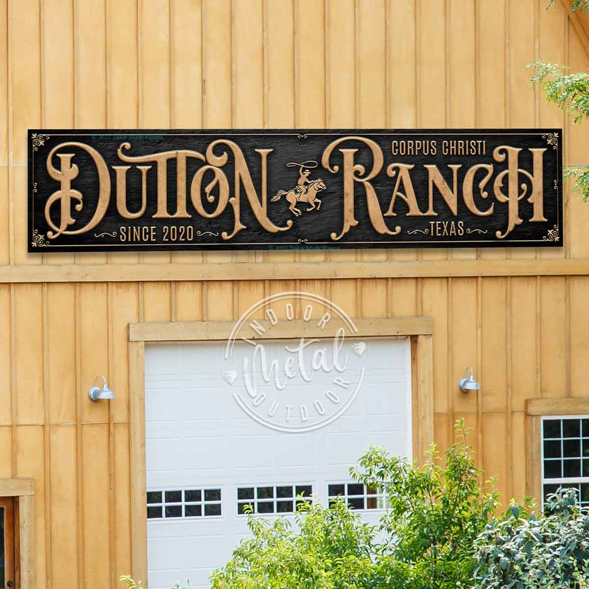 Tailor Made Rooms Barn Signs, Custom Barn Signs on black stone and beveled words (family Name) Ranch - Large Barn Sign