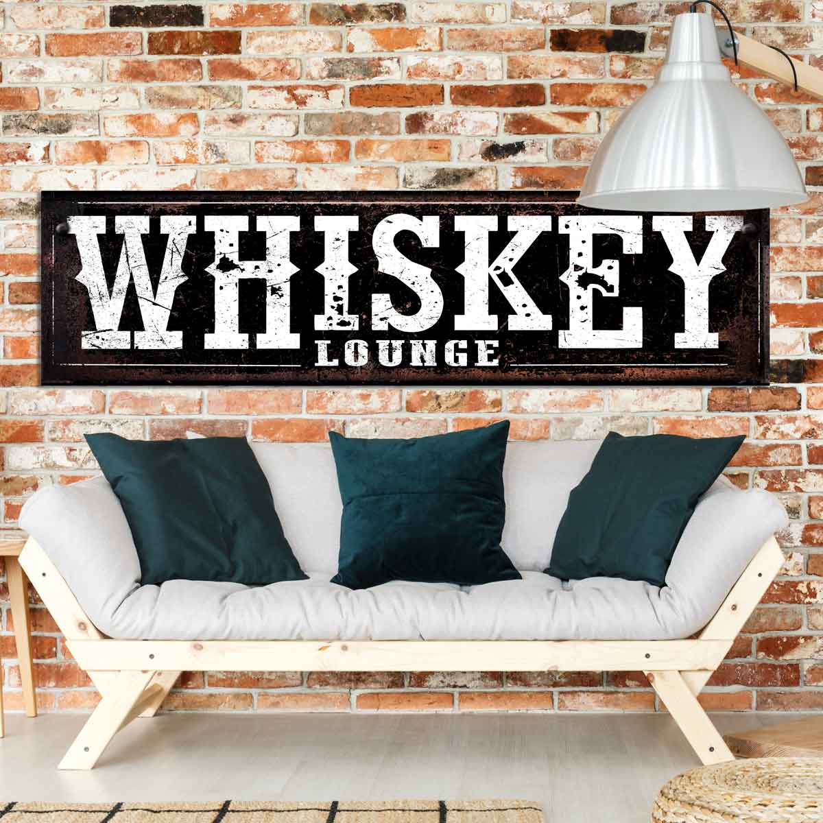Whiskey Signs and Bar Sign that says on black canvas [whiskey lounge]